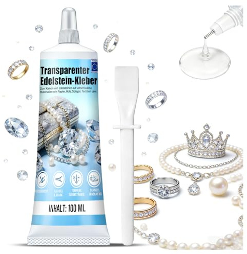 Colla per gioielli extra forte, 110 ml, impermeabile, per pietre preziose, trasparente e ad asciugatura rapida, per pietre preziose, tessuti, orecchini, perline, vetro, plastica, legno, ecc.
