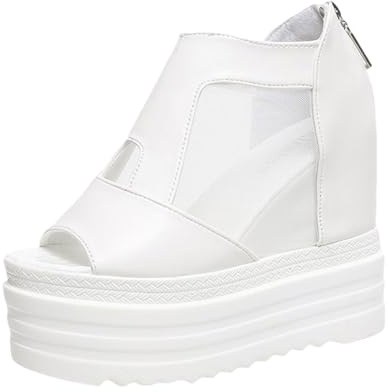 Jemnpela Sandali Gladiator Piattaforma Gotico Punk Donna Tacco Zeppa Spesso Punta Aperta Romano Cavigliera Combattimento Cinturini Estate Festa Serata Cosplay Festival Casual