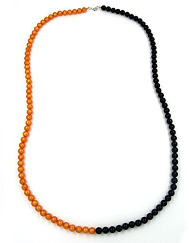 Gallay Collier Perlenkette 8 mm orange schwarz 90 cm