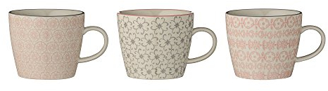 Bloomingville Tassen Cécile 3er Set, Rose-Farben/Grau, Rose-Farben/Grau