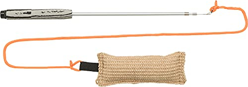 TRIXIE Reizangel mit Jute-Dummy für Hunde - leichte Teleskopangel - für körperliches und geistiges Training - 32145