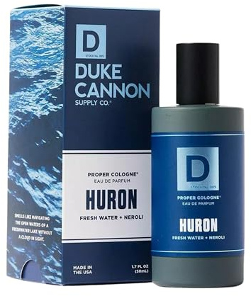 Duke Cannon Proper Cologne Huron | Men's Eau de Parfum | Fresh Water and Neroli | Aquatic, Fresh, Long-Lasting Scent | 1.7 fl oz