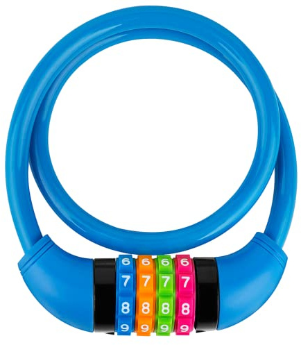 IDEALUX Bike Lock Cable, Bicycle Cable Lock with 4 Digit Combination & Large Lock Head, Resettable Kids Bike Cable Lock, 2 Ft x ∅0.45 in, Lock for Bike, Scooter, Skateboard, Motorcycle, E Bike (Bule)
