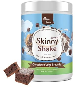 CleanFoods AlmostSkinny 63 Kalorie Chocolate Fudge Brownie Mahlzeitenersatz Shake l 600g I Schoko Fudge Brownie Geschmack I nur 63 Kalorien/Serving I mit 22 Vitaminen und Mineralen