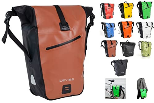 CBK-MS Fahrradtasche Packtasche 25 L Gepäckträgertasche Wasserdicht Schnellverschluss (braun/schwarz)