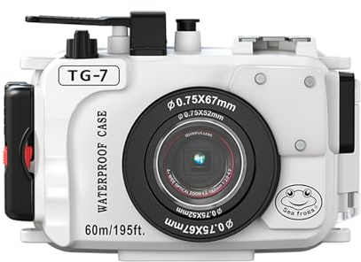 Sea frogs Waterproof Case for OM SYSTEM TG-7 195FT/60M Underwater Camera Waterproof Diving housing with Red Filter (TG7-W)