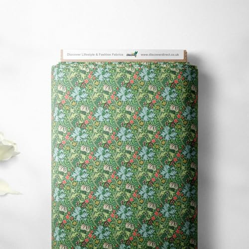 William Morris Designerstoff, 100 % Perkal-Baumwolle, klassisches Druckdesign, Quilten, Handwerk, Kleid, hochwertiges Nähmaterial, 112 cm breit (pro Fat Quarter, goldene Lilie)