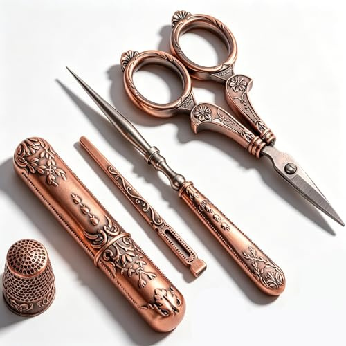 Kit De Tijeras De Bordado, Juego De Regalo De Costura Con Tijeras De Bordado Vintage, Estuche De Aguja De Punzón, Kit De Costura Vintage Para Bordado