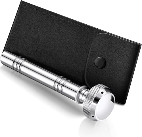 Vesici Christian Pocket Holy Water Sprinkler with Leather Carrying Case Religious Pocket Aspergillum Stainless Steel Holy Water Container Dispenser, 5 Inches(Silver)