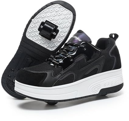 ENEN Chaussure a Roulette, Chaussures a roulettes Retractable Garçons, Basket Roulette pour Fille Enfant Roller 2 Roues Déformable Adolescents pour Intérieur Extérieur 41