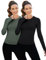 IECCP Damen Laufjacke Oberteil Langarm Gym Tops Yoga Fitness Shirt Atmungsaktive Oberteil Leicht Trainingsjacke mit Daumenloch 2er Pack M