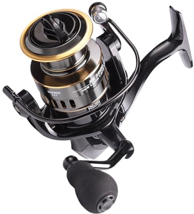 QOKLIYUI Moulinet de pêche ultraléger, équipement de Rotation pour Bar et Truite, métallique, Outils de pêche en mer, HE-3000