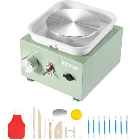 VEVOR LSMNSP-515 Mini Pottery Wheel Keramik Rad Maschine, Aluminium, Grün, 17.513.511.5