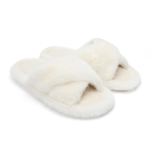 Chantomoo Pantoufles en mousse à mémoire de forme avec bande croisée pour femme