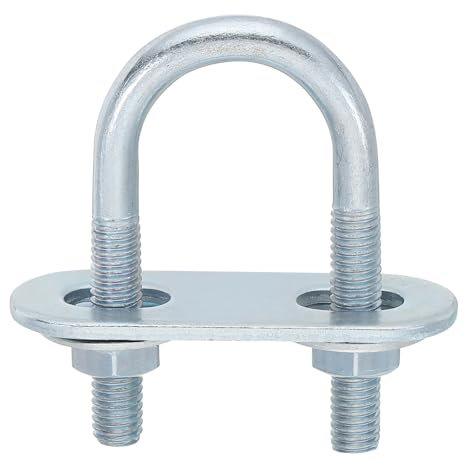 QUARKZMAN Pernos en U Redondos M6, Ancho Interior de 20mm, Longitud de 50mm Perno de Abrazadera en U con Tuercas y Placas, de Acero al Carbono para Reparación Tuberías y Industriale