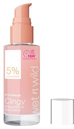 Wet n Wild Prime Focus Clingy Serum Primer, Primer Viso che Blocca il Trucco Fino a 16 Ore, Formula Idratante e Nutriente con Niacinamide e Glicerina per Aumentare la Luminosità