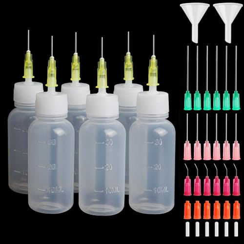 Rybtd 6 st nålflaskeapplikator 30 ml precision nål spets limflaska, med fin spets för vätska, limolja, akrylfärg