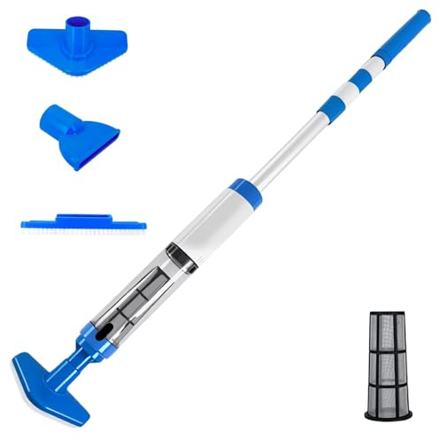 Bostar Aspiratore per Piscina a Batteria con Asta Telescopica 165cm, Pulitore Subacqueo Ricaricabile 1600mAh con 3 Spazzole e Filtro per Piscine Fuori Terra SPA