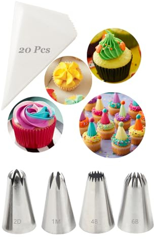 1M, 2D, 4B, 6B, set di beccucci con sacchetti usa e getta, ugelli professionali in acciaio inox per decorare torte e cupcake