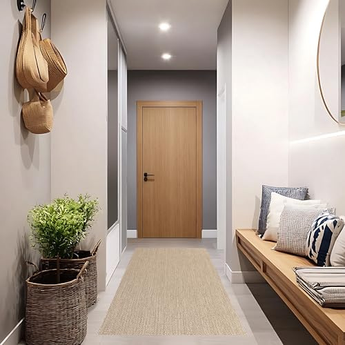 STORESDECO Alfombra Vinílica de Pasillo de Tejido Trenzado Premium de Alta Gama. Lavable Antideslizante y extraplana. Alfombras pasilleras Corredor Máxima Calidad Color Beige 80x400 cm