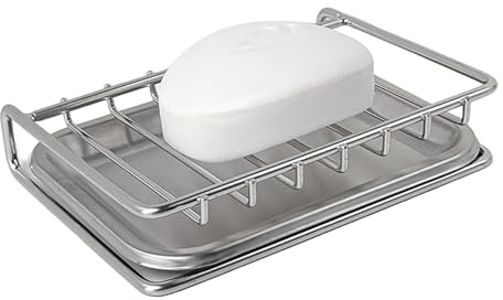 Jabonera de Ducha de Acero Inoxidable,Soporte para Jabonera con Bandeja de Goteo,Antióxido Impermeable Soporte de Jabón,Cesta de Jabón para Baño,Ducha,Lavabo,Fregadero y Cocina,Plata