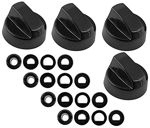 SPARES2GO Universal Gas Fire Trouser Press & Storage Heater Black Control Knobs (Pack of 4)