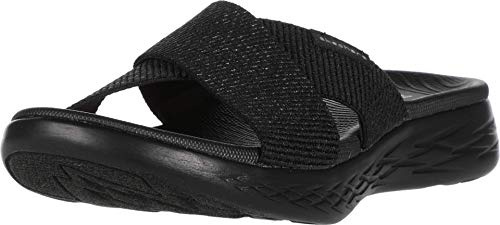 Skechers Women's ON-The-GO 600-GLISTENING Slide Sandal, Black, 4 UK