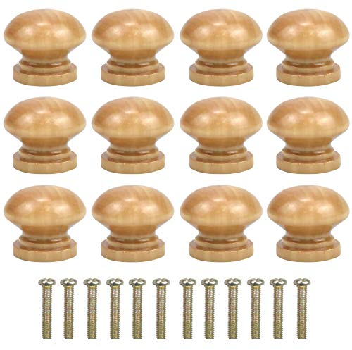 Jinlaili 12PCS Vintage Pomolo per Mobile in Legno, 28MM Pomelli per Porta, Pomelli per Mobili, Maniglia per Armadietto, Manopole per Mobili da Cucina, Shabby Pomelli per Cassetti, Armadio Cassetto