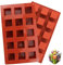 Eidoct 2-Pack 15 Cavity Square Caramel Candy Silicone Molds - Chocolate Truffles and Fondant Moulds for Hard Candy, Pralines, Gummy Jelly
