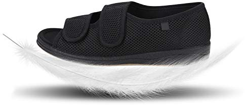 IBLUELOVER Chaussons Diabétiques Femmes Pantoufle de Rééducation Orthopédique Eté Sandales Santé pour âgées Pieds Enflé Gonflée Chaussures Marche Réglable Ouvert Scratch Fermeture Antidérapant