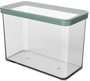 Rotho Loft caja de almacenamiento rectangular de 2,1 l con tapa y sello, plástico apto para alimentos (PP) sin BPA, turquesa/transparente, 2.1l (20.0 x 10.0 x 14.2 cm)