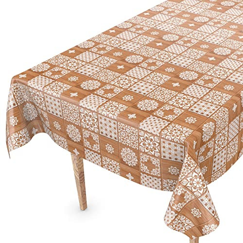 ANRO - Mantel de Hule Lavable con Borde Cortado a Cuadros, Color marrón, de fácil Cuidado, 100 x 140 cm