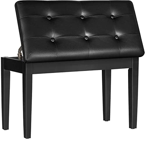 HOOBRO Duet Piano Bench with Padded Cushion and Storage Compartment for Music Sheet, Music Bench, Piano Stool, Vanity Chair, Holds up to 300 lb, 29.3 x 13.6 x 19.3 Inches, Black BB26QD01