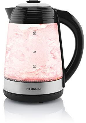 HYUNDAI VK 780 Glas Wasserkocher mit 7 Temperatureinstellungen I 40-100°C I LED Beleuchtung I Warmhaltefunktion I 1.7 Liter I 2200 Watt