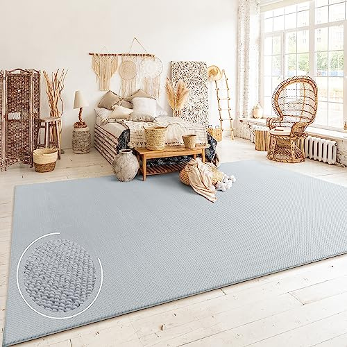 Paco Home Teppich Wohnzimmer Schlafzimmer Kurzflor Skandinavisches Boho Muster Melierte Optik Moderne Einfarbige Deko, Grösse:80x150 cm, Farbe:Grau