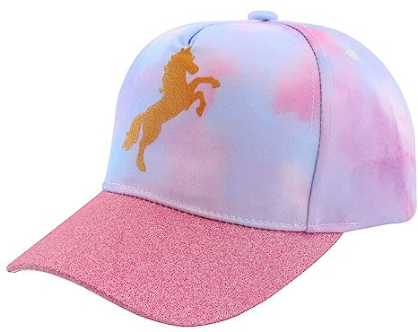 Mädchen Einhorn Basecap Tie-Dye Baseball Cap Verstellbare Sonnenhut Regenbogen Baseballkappe Snapback Cap für 3-10 Jahre alt