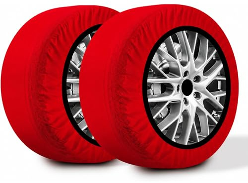 R.Evolution Calze da Neve Omologate Italia RRR, 2 Calze, Taglia XL, Rosso, Catene da Neve Tessili per R14 - R21 (Misure per Pneumatici Dettagliate all'Interno)