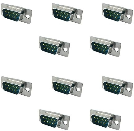 iYueMps 10pcs DB9 porta seriale maschio a saldare, 9 pin D-Sub DB9 connettori PCB RS232 tipo di saldatura seriale (10 x maschio)