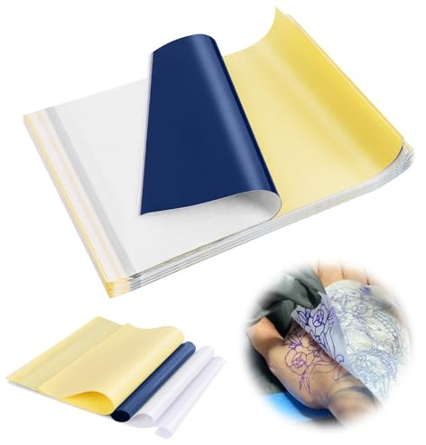 30 Hojas Tattoo Transfer Paper, Papel de Transferencia de Tatuaje,Papel Grafito Papel Hectografico de Transferencia Rastreo de Tatuajes,A4 Papel Calco de Carbón para Tattoo impresora máquina