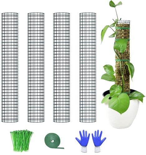 HOLANHING 4-pack mossstång, 61 cm mossstänger för växter monstera, stapelbar sphagnum mossstång för växter arbete med sphagnum mossa (4-pack 61 cm)
