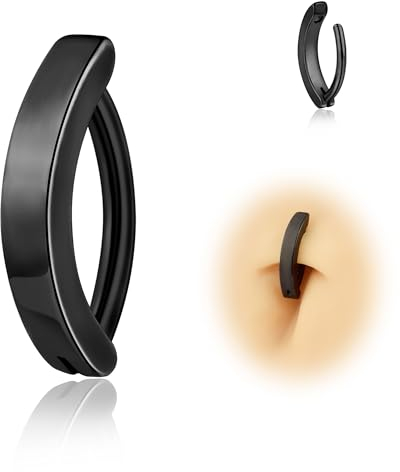 Candyfancy 14G Clicker Bauchnabelpiercing Titan Antiallergie Bauchnabelpiercing Schwarz 10mm Nabelpiercing Belly Piercing Bauchnabel Körperschmuck für Damen Herren