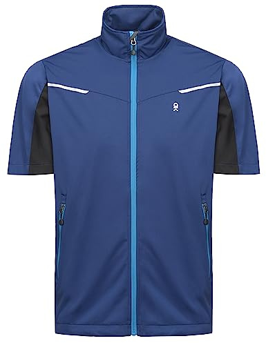 Little Donkey Andy Lightweight Softshell Jackets for Men, Windproof Short Sleeve Sweat Jacket for Hiking, Cycling, Running, Golf, blue, L