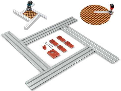 SpeTool Dima per fresatura per scanalatura del succo, guida per fresatura regolabile 2-in-1 per taglieri e cerchi, con scala metrica/imperiale, tagliacerchi per lavorazione del legno, alluminio