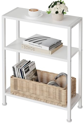 Vantimo Beistelltisch, KleinerBeistelltisch, Sofa-Beistelltisch für schmale Räume, SchlankerBeistelltisch, Nachttisch, für Wohnzimmer Schlafzimmer Büro, Weiß