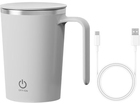 DONGKER Taza de café con agitación magnética automática, taza de café de 350 ml con arranque de doble clic y forro de acero inoxidable para leche, café, té, chocolate caliente