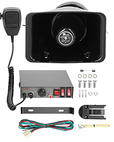 Horett 200W 9-Tone Alarme d'urgence Professionnel Alarme d'urgence Kit de sonorisation électronique Système de sonorisation avec microphone portatif 12V pour voiture camion