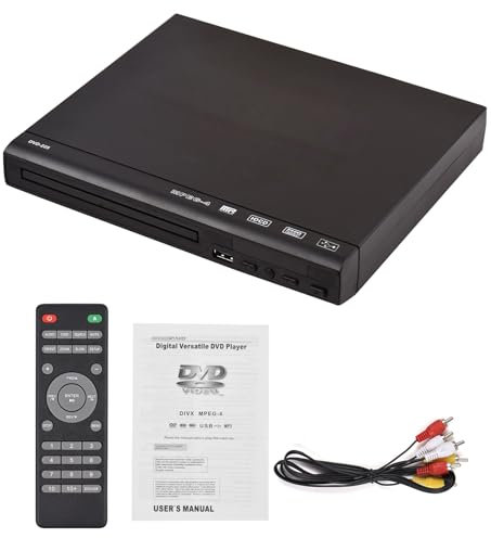 Matybobe DVD 225 Home DVD Player Digital Multimedia Player AV Sortie avec Télécommande Perfection pour Home Theatre Experience Black (Bouchon UE)