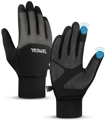 YESWEL Fahrradhandschuhe Herren Damen, Thermo Wasserdicht Handschuhe, Touchscreen Winterhandschuhe, Warme Winddichte Laufhandschuhe (Grau, XL)