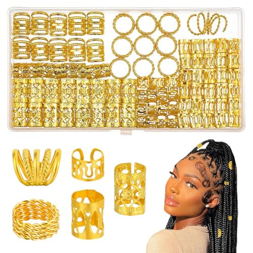 110 Pezzi Dreadlocks Accessori di Capelli Treccia, dreadlocks gioielli vichinghi per capelli dorati, in metallo per trecce, forcine regolabili per capelli, accessori per la decorazione