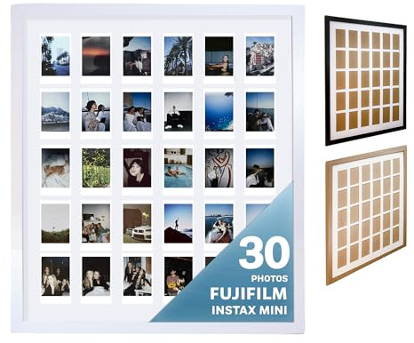Tapeera Cornice Collage Foto in Legno per Fujifilm Instax Mini – 30 Aperture Grande Cornice Collage per Parete – Non Compatibile con Pellicola Polaroid